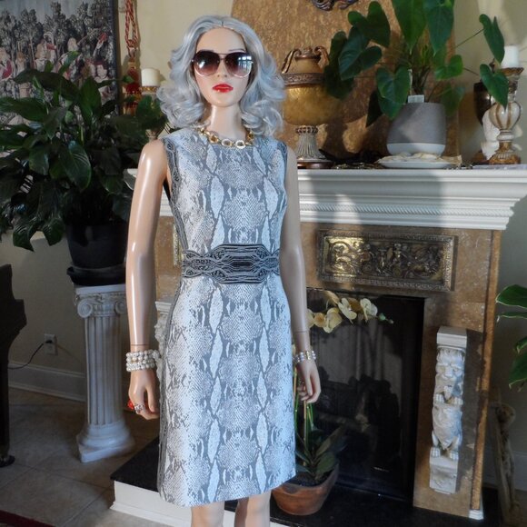 Diane Von Furstenberg Light Python Print Dress w/Abstract Print Inserts Size 6 - Picture 3 of 16